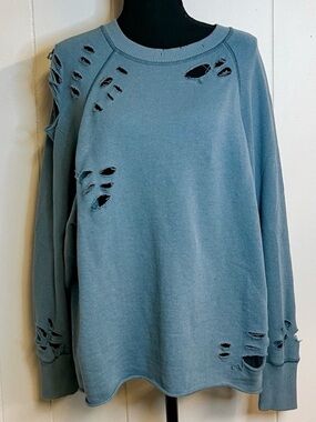 aerie Slate Blue Cozy Textured Knit Tee